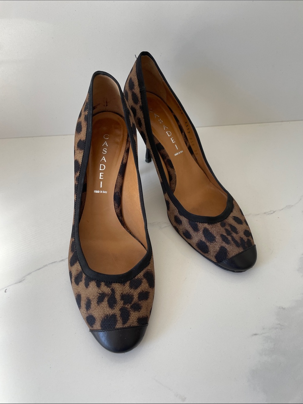 Casadei Leopard-Print Pumps with Black Cap Toe